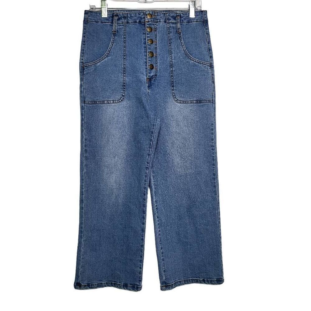 Chelsea & Violet High Waisted Wide Leg Button Fly Crop Jean Size 28